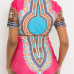 Ethnic Style Round Neck Totem Printed Pink Polyester Two-piece Swimwear