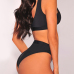 Euramerican Black Polyester Two-piece Swimwear