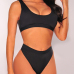 Euramerican Black Polyester Two-piece Swimwear