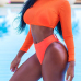 Euramerican Orange Polyester Three-piece Swimwear