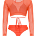 Euramerican Orange Polyester Three-piece Swimwear