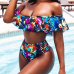 Euramerican Printed Hollow-out Polyester Two-piece Swimwear