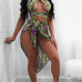 Euramerican Printed Polyester Two-piece Swimwear (With Shawl)