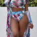 Euramerican Round Neck Printed Polyester Two-piece Swimwear(With Coat)