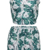 Euramerican Round Neck Sleeveless Floral Print Nylon Two-piece Shorts Set