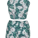 Euramerican Round Neck Sleeveless Floral Print Nylon Two-piece Shorts Set