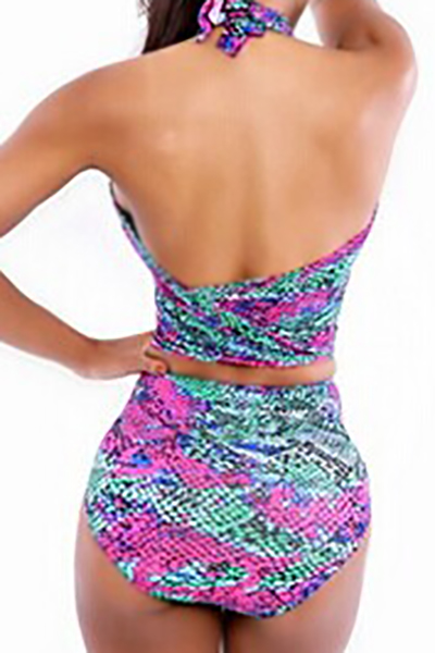 Sexy Bandage Backless Nylon Two-piece Swimwear