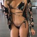 Sexy Printed Hollow-out Nylon Two-piece Swimwear (With Contains Shawl)