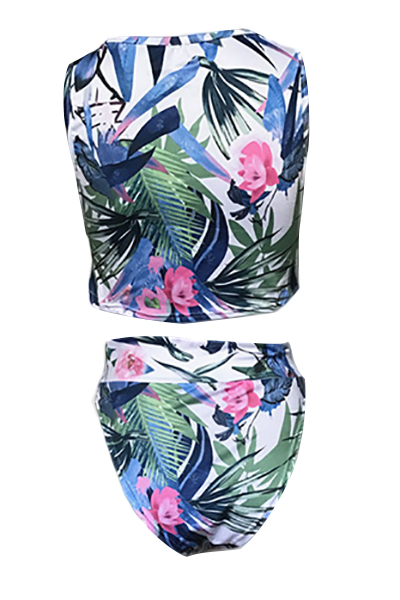 Sexy Printed Milk Fiber Two-piece Swimwear (With Shawl)