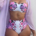 Sexy Printed White Polyester Two-piece Swimwear (Without  Shawl)