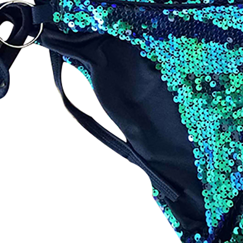 Sexy Sequined Decorative Dark Blue Two-piece Swimwear