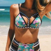 Sexy Spaghetti Strap Printed Hollow-out Polyester Two-piece Swimwear