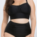 Sexy Spaghetti Strap Sleeveless Fold Design Black Ployester Two-piece Swimsuit