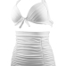 Sexy V Neck High Waist White Nylon Two-piece Swimwear