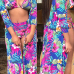 Trendy Printed Hollow-out Milk Fiber Two-piece Swimwear (With Shawl)