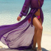 Euramerican Long Sleeves Lace-up Purple Chiffon Cover-Ups