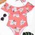  Sexy Floral Printed Pink Polyester One-piece Swimwear