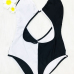  Sexy Patchwork Black Nylon One-piece Swimwear