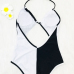  Sexy Patchwork Black Nylon One-piece Swimwear