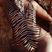 Euramerican Sexy Striped Hollow-out Polyester One-piece Swimwear