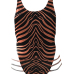 Euramerican Sexy Striped Hollow-out Polyester One-piece Swimwear