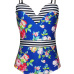 Euramerican Spaghetti Strap Sleeveless Floral Print Polyester One-piece Swimwear