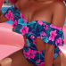 Euramerican Style Floral Print Polyester Two-piece Swimwear