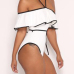 Sexy Dew Shoulder Falbala Design White Polyester One-piece Swimwear