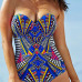 Sexy Halter Neck Printed Ployester One-piece Swimwear