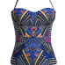 Sexy Halter Neck Printed Ployester One-piece Swimwear