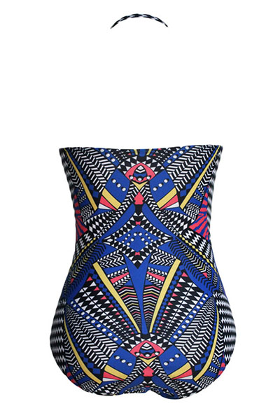 Sexy Halter Neck Printed Ployester One-piece Swimwear