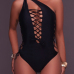 Sexy Hollow-out Black Polyester One-piece Swimwear