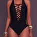 Sexy Hollow-out Black Polyester One-piece Swimwear