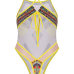 Sexy Printed See-Through Yellow Polyester One-piece Swimwear(Without Choker)