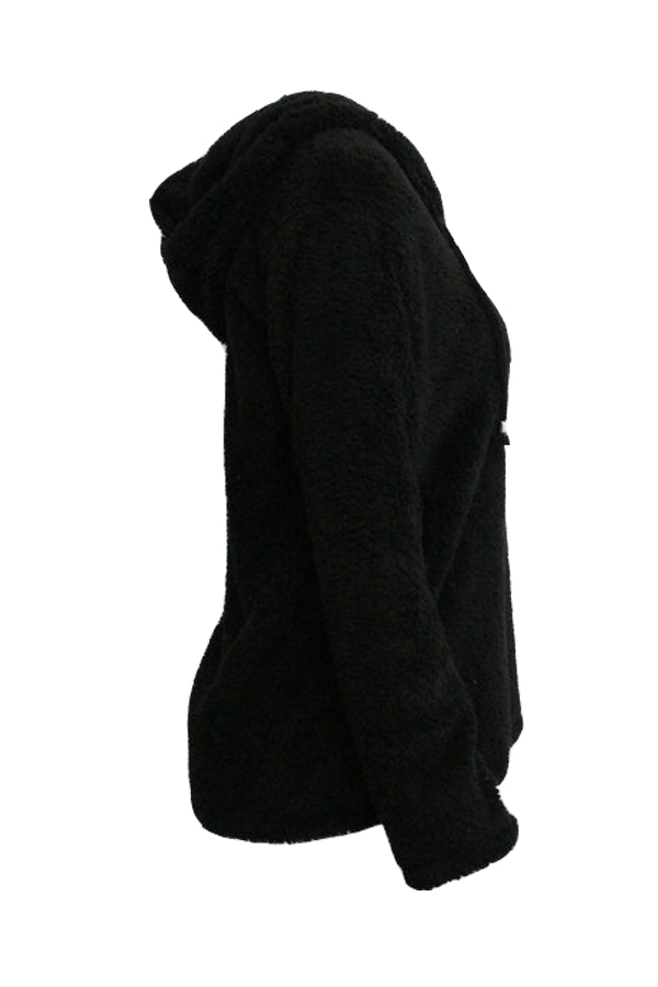  Euramerican Hooded Collar Long Sleeves Black Cotton Shirts