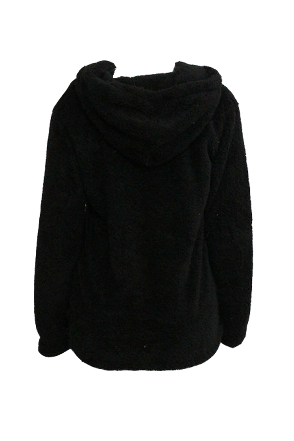  Euramerican Hooded Collar Long Sleeves Black Cotton Shirts