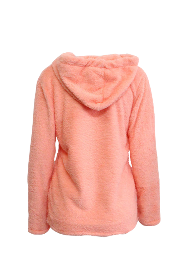  Euramerican Hooded Collar Long Sleeves Pink Cotton Shirts