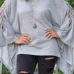  Euramerican Round Neck Batwing Sleeves Design Grey Cotton Shirts