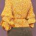  Sexy V Neck Polka Dot Design Yellow Cotton Shirts