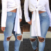  Stylish Turndown Collar Long Sleeves Asymmetrical White Polyester Shirts