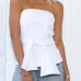 Charming Bateau Neck Sleeveless Bandage Tie White Polyester Shirts(Without Accessories)