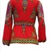 Ethnic Style Mandarin Collar Long Sleeves Totem Printed Red Milk Fiber Shirts