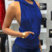 Leisure Backless Royalblue Polyester Shirts