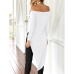 Leisure Dew Shoulder Asymmetrical White Cotton Blends Shirts