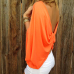 Leisure Round Neck Backless Orange Polyester T-shirt