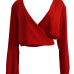 Sexy V Neck Long Sleeves Red Chiffon Shirts