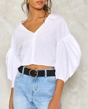 Stylish V Neck White Cotton Shirts