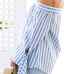 Trendy Bateau Neck Long Sleeves Striped Blue Cotton Blends Shirts