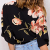 Trendy V Neck Half Sleeves Printed Black Blending Tops