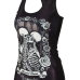  Leisure Round Neck Skull Printing Black Polyester Tank Top